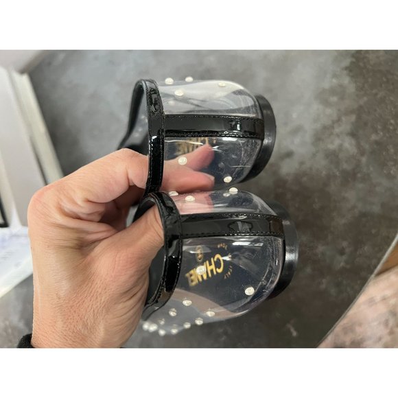 CHANEL CC Logo Clear PVC Pearl Flats 37.5 - Picture 4 of 8